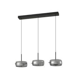 Lucande LED-hængelampe Martis, sort, 3 lyskilder, step-dæmpbar