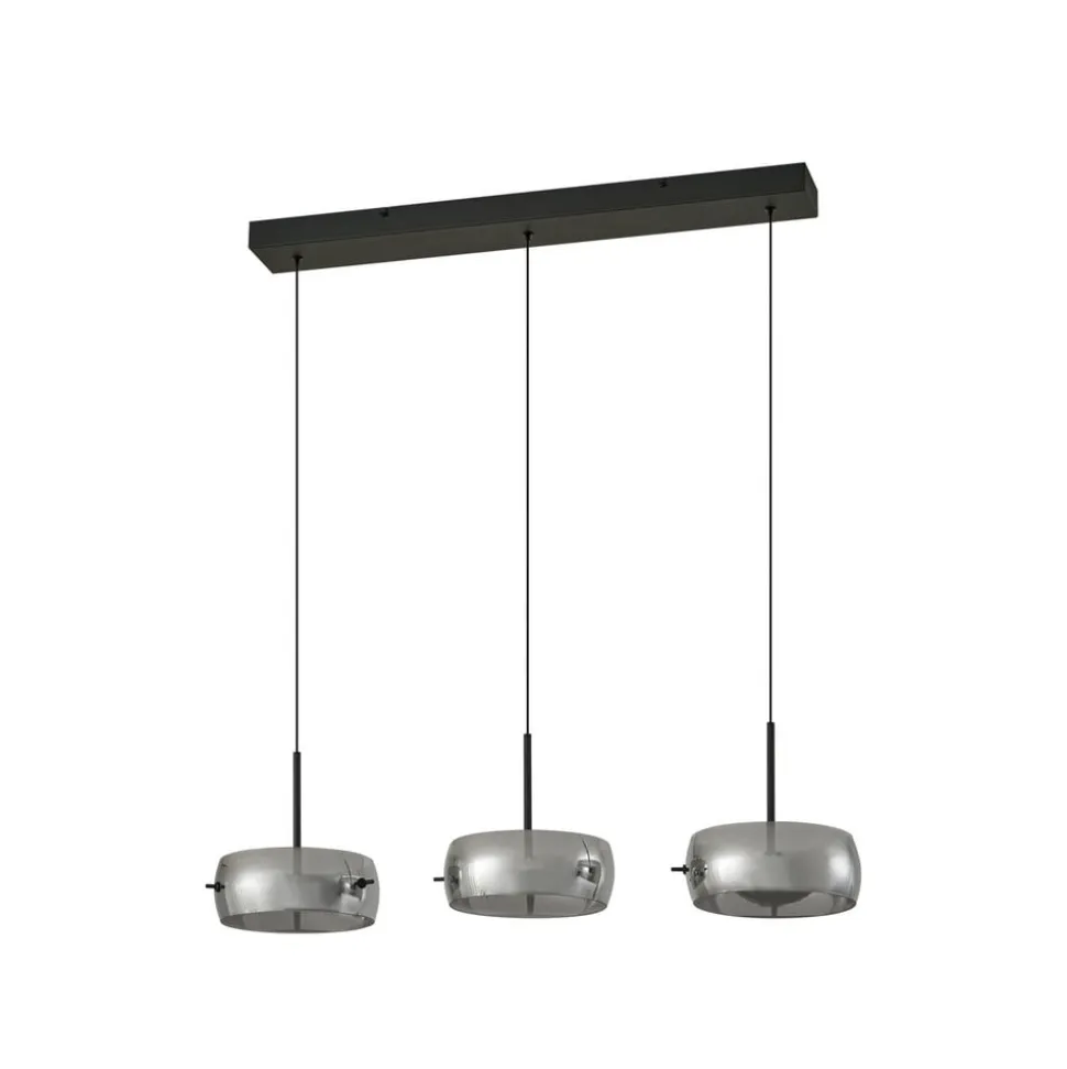 Lucande LED-hængelampe Martis, sort, 3 lyskilder, step-dæmpbar