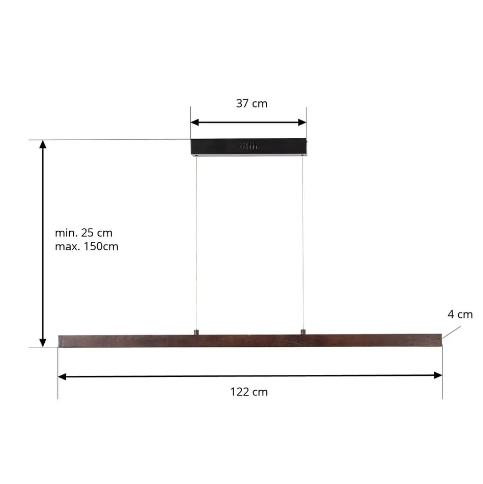 Lucande LED-hængelampe Nihalo, valnød, 122 cm, dæmpbar, CCT