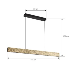 Lucande LED-hængelampe Nivara, 117 cm, guld, metal