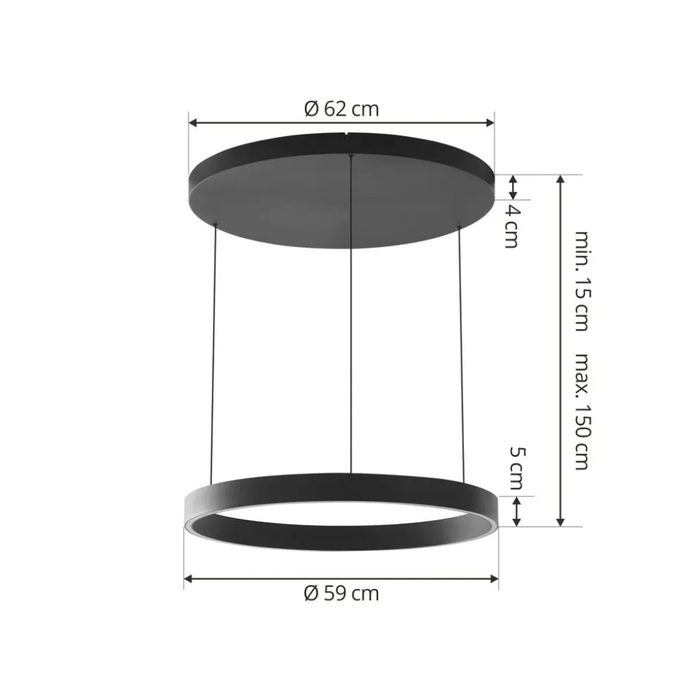 Lucande LED-hængelampe Philine, Ø 60 cm, sort, jern