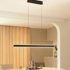 Lucande LED-hængelampe Philine, længde 121 cm sort jern