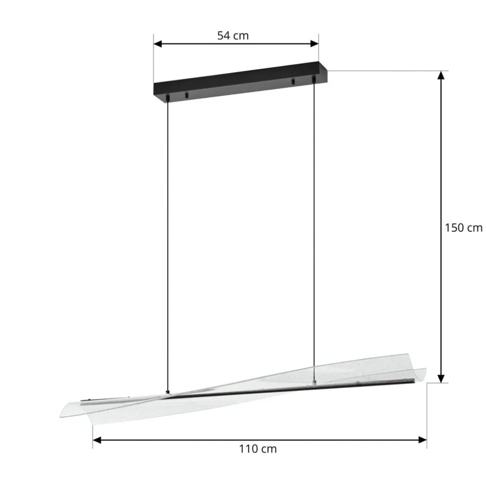 Lucande LED-hængelampe Vellia, sort, længde 112 cm, CCT