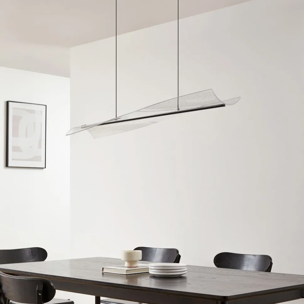Lucande LED-hængelampe Vellia, sort, længde 112 cm, CCT