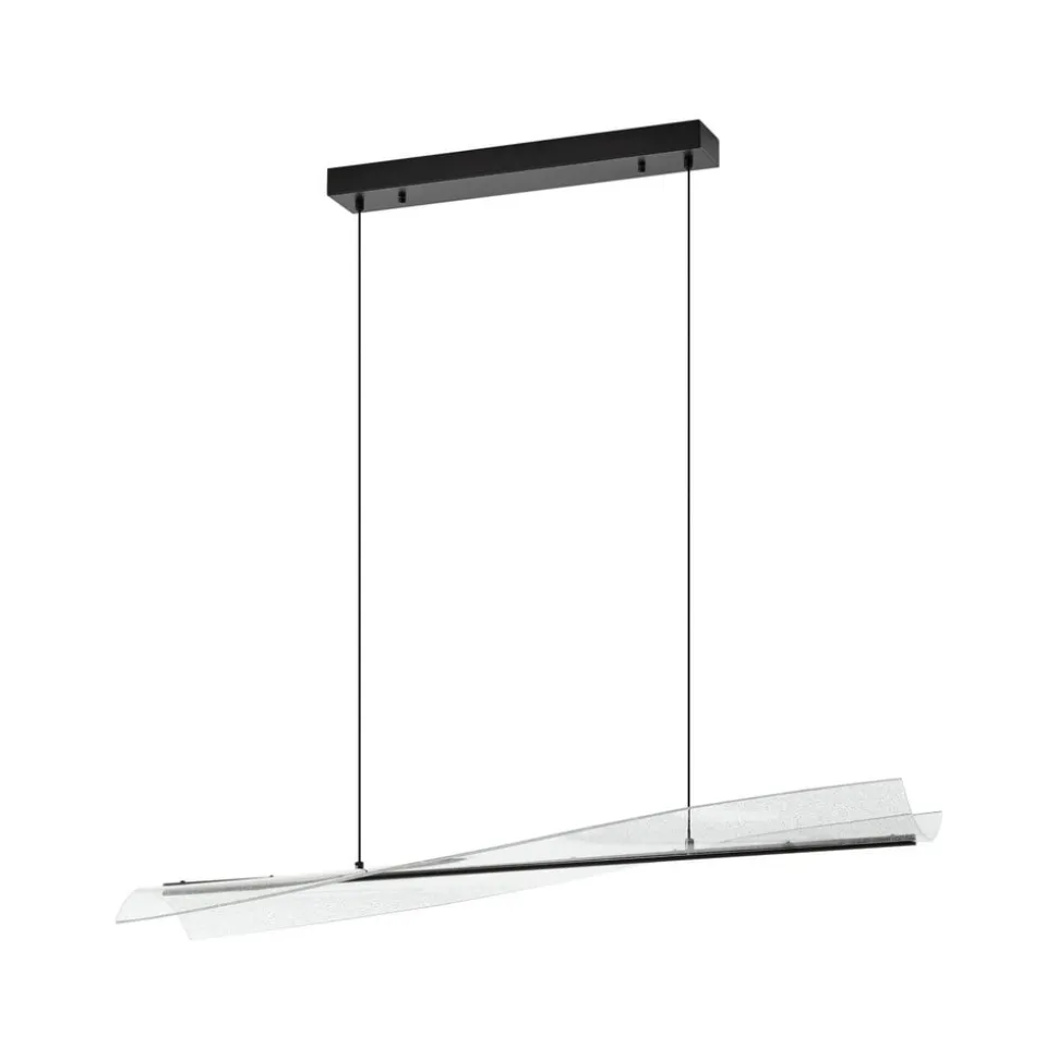 Lucande LED-hængelampe Vellia, sort, længde 112 cm, CCT