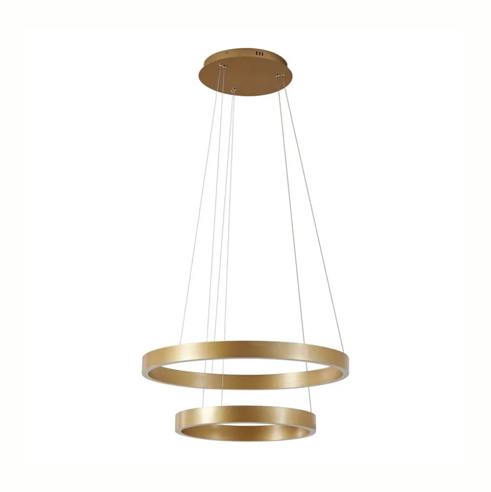 Lucande LED-hængelampe Yonam, Ø 60 cm, 2 lyskilder, guld, CCT