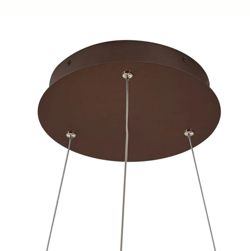 Lucande LED-hængelampe Yonam, Ø 60 cm, 1 lyskilde, brun, CCT