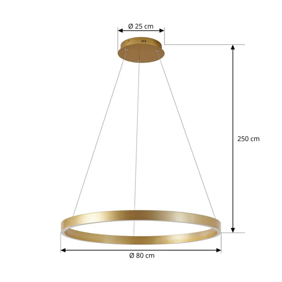 Lucande LED-hængelampe Yonam, Ø 80 cm, 1 lyskilde, guld, CCT