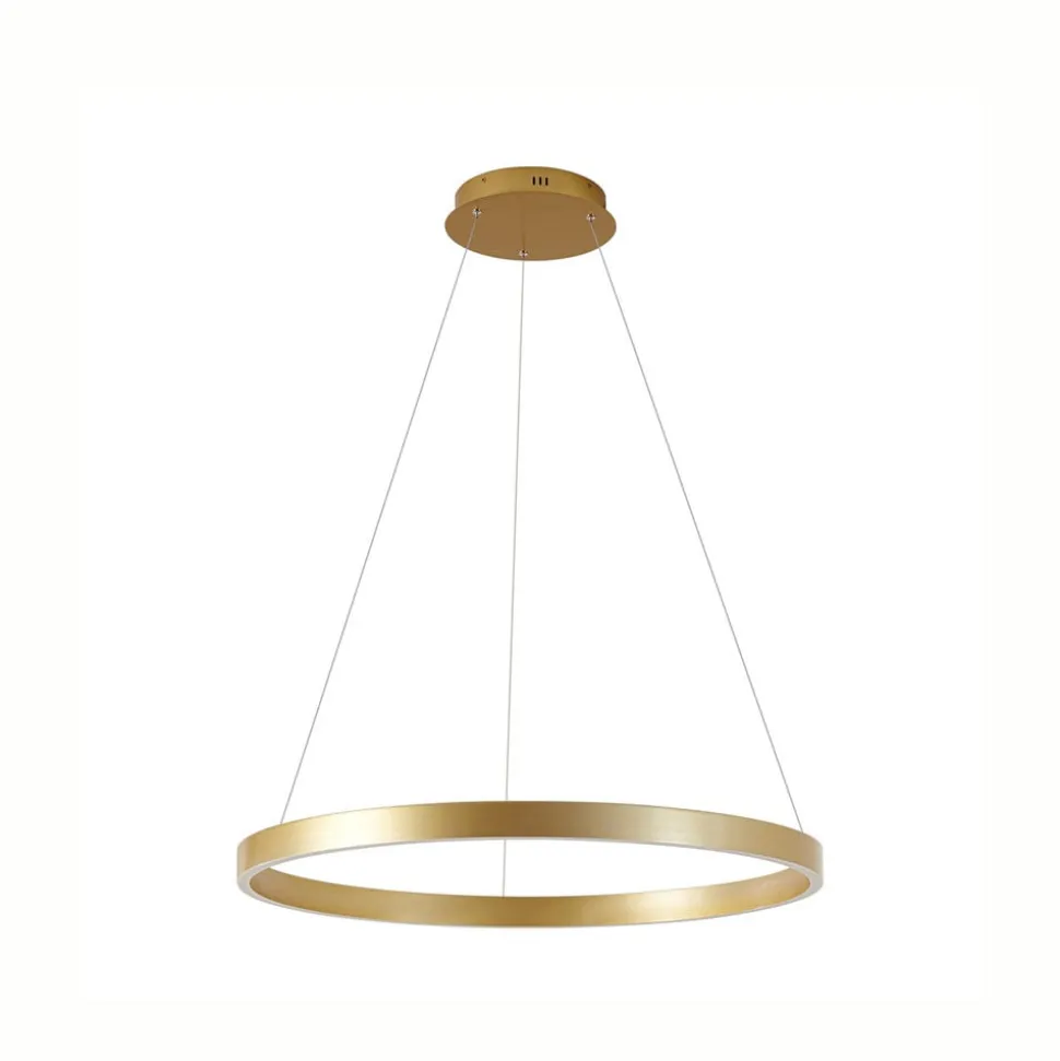 Lucande LED-hængelampe Yonam, Ø 80 cm, 1 lyskilde, guld, CCT