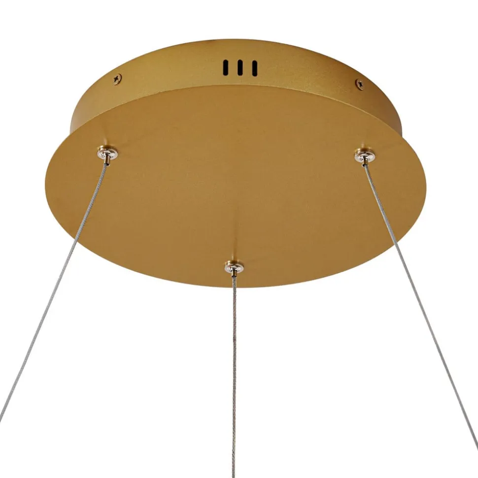 Lucande LED-hængelampe Yonam, Ø 80 cm, 1 lyskilde, guld, CCT
