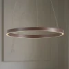 Lucande LED-hængelampe Yonam, Ø 80 cm, 1 lyskilde, brun, CCT