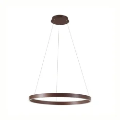 Lucande LED-hængelampe Yonam, Ø 80 cm, 1 lyskilde, brun, CCT