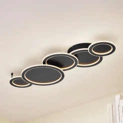 Lucande LED-loftlampe Diala, sort, metal, 96 cm