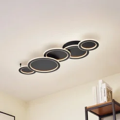 Lucande LED-loftlampe Diala, sort, metal, 96 cm