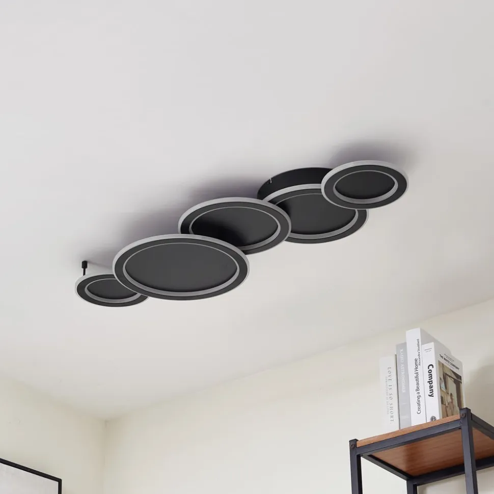 Lucande LED-loftlampe Diala, sort, metal, 96 cm