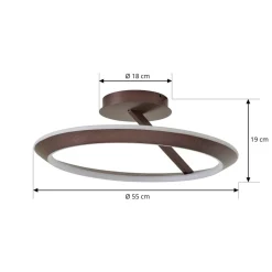 Lucande LED-loftlampe Eldra, kaffebrun, Ø 55 cm, CCT