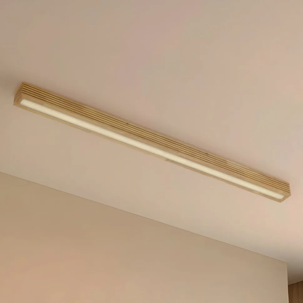 Lucande LED-loftlampe Emara, lys træ, eg, dæmpbar