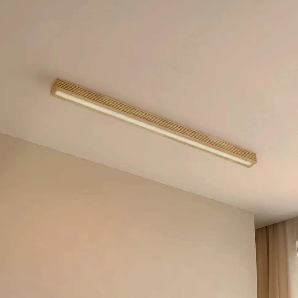 Lucande LED-loftlampe Emara, lys træ, eg, dæmpbar