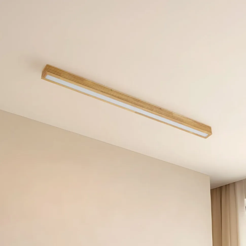 Lucande LED-loftlampe Emara, lys træ, eg, dæmpbar