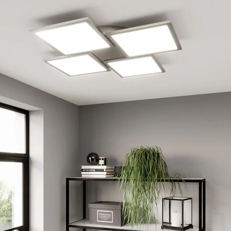 Lucande LED-loftlampe Ilira, 4 lyskilder, sølv, CCT, dæmpbar