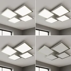 Lucande LED-loftlampe Ilira, 4 lyskilder, sølv, CCT, dæmpbar