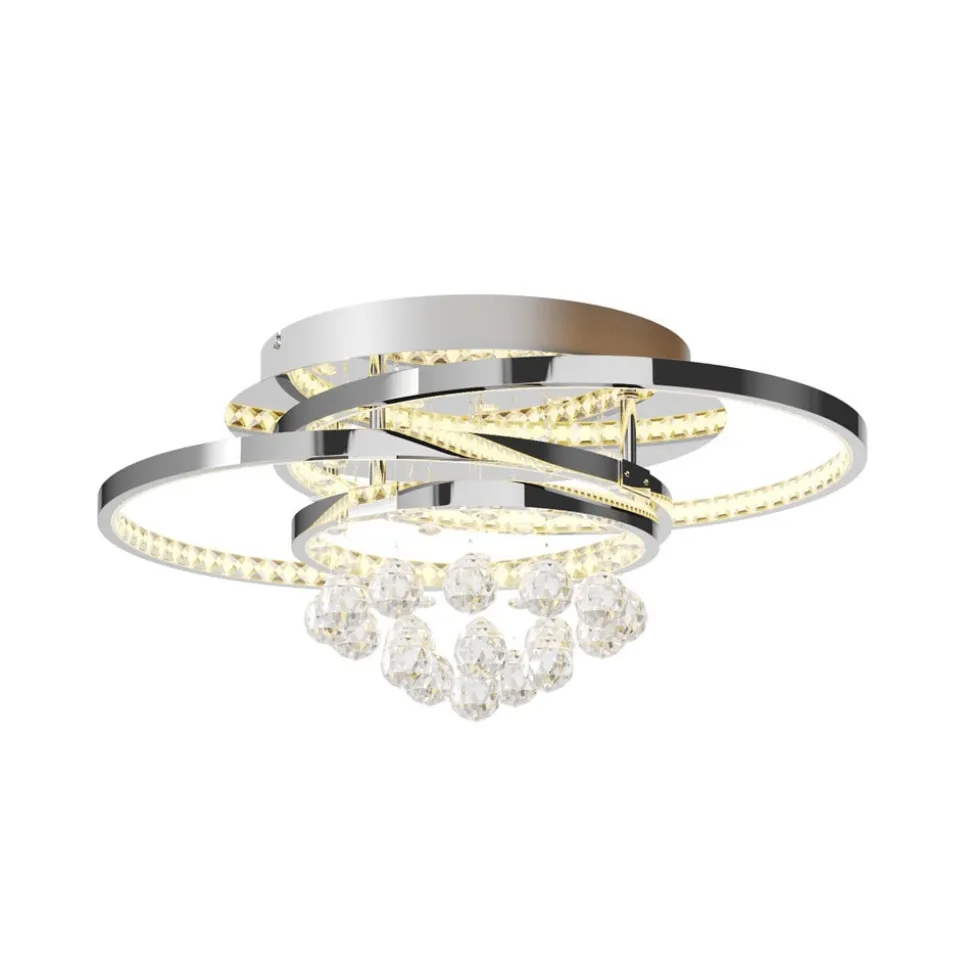 Lucande LED-loftlampe Keely, kromfarvet, krystal, 45 cm