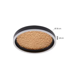 Lucande LED-loftlampe Menulis, sort/guld, PC, Ø 30 cm