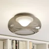 Lucande LED-loftlampe Mijo, Ø 43 cm, røggrå, glas