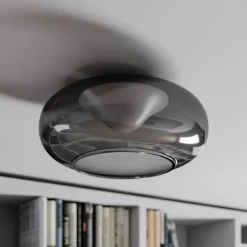 Lucande LED-loftlampe Mijo, Ø 43 cm, røggrå, glas