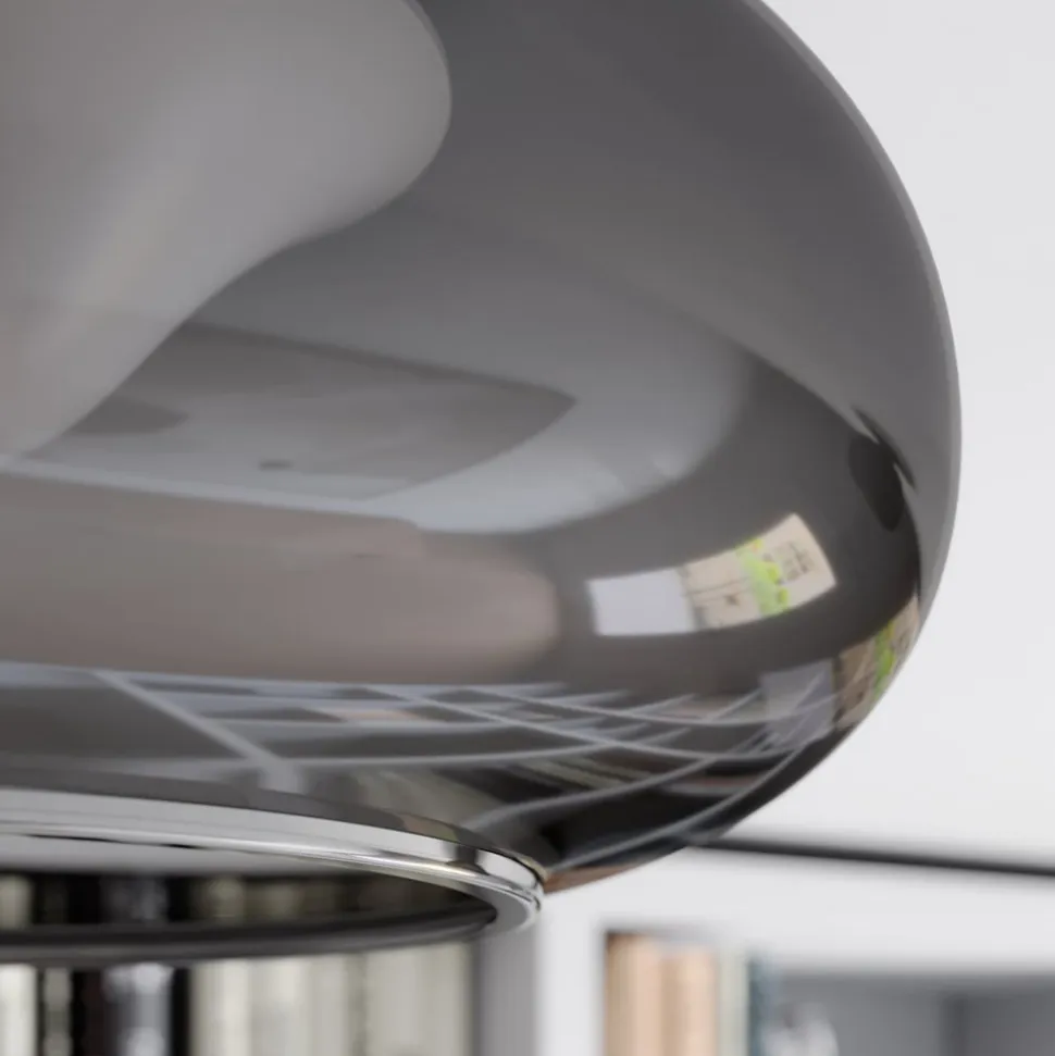 Lucande LED-loftlampe Mijo, Ø 43 cm, røggrå, glas