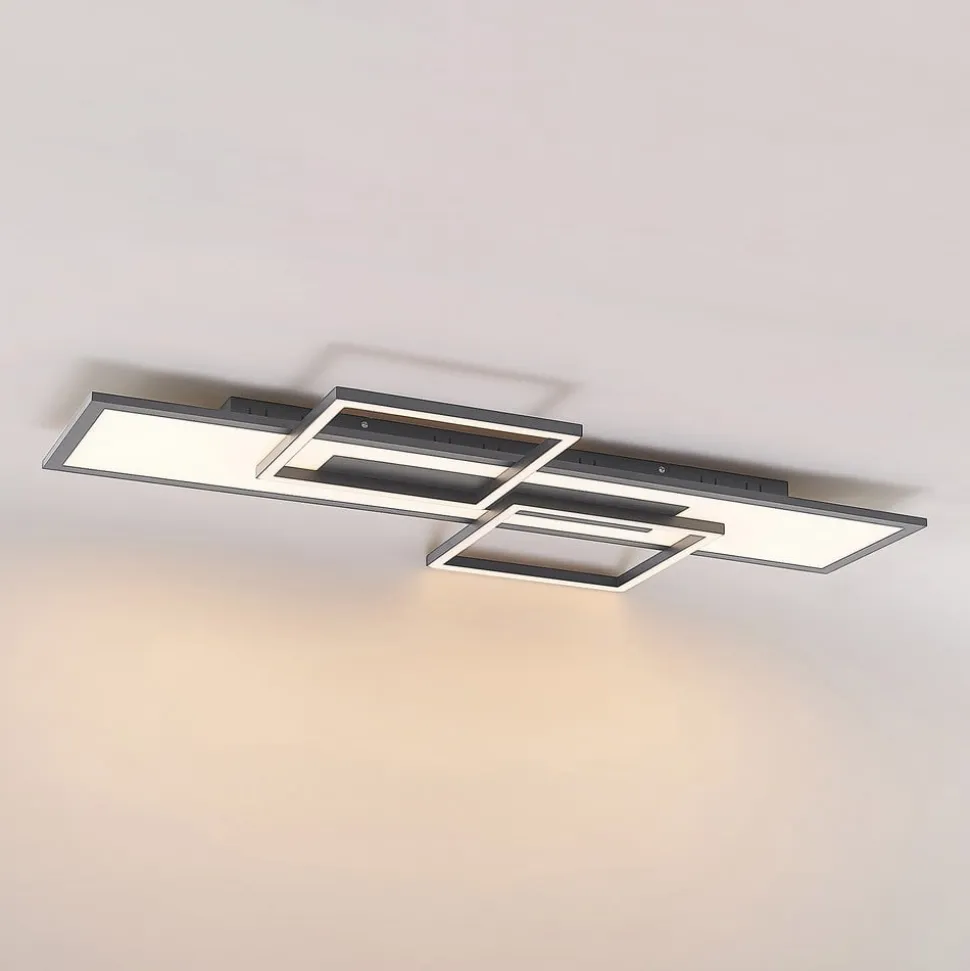 Lucande LED-loftlampe Narumi, CCT, 110 cm, sort, aluminium