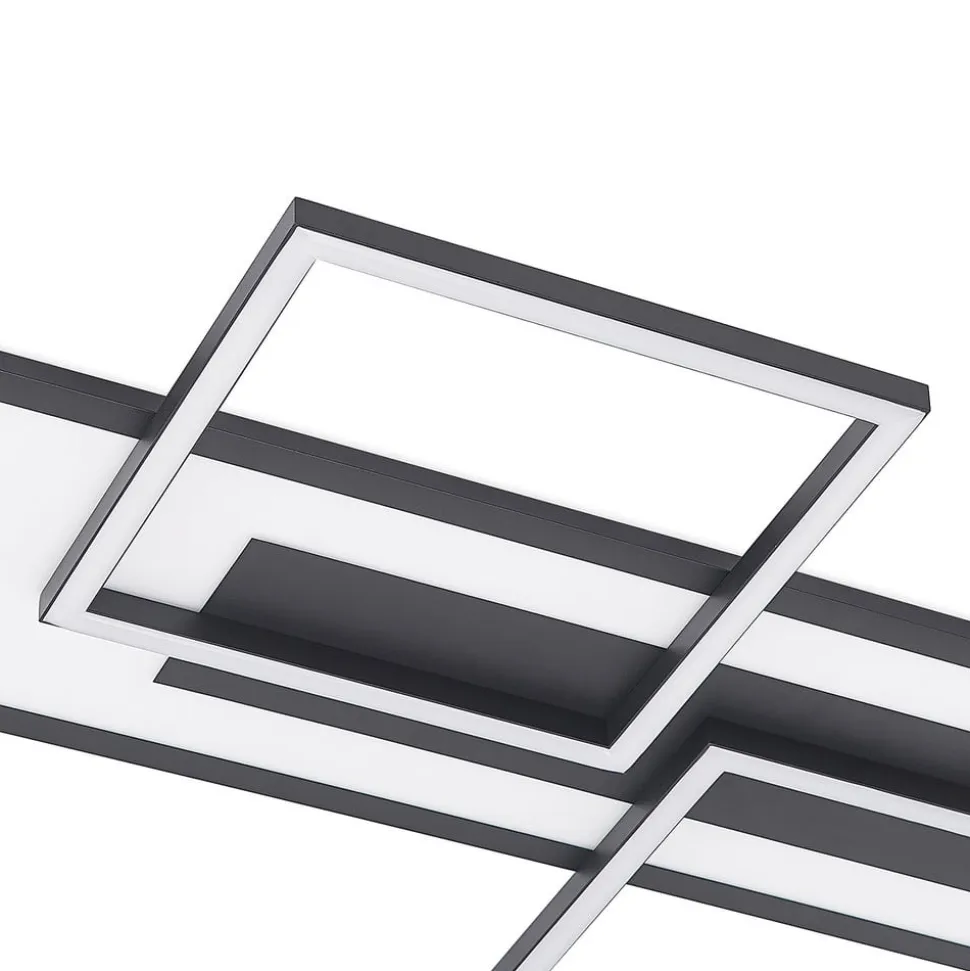 Lucande LED-loftlampe Narumi, CCT, 110 cm, sort, aluminium
