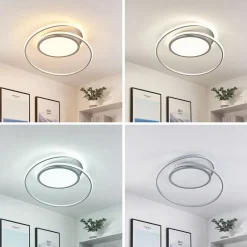 Lucande LED-loftlampe Noud, 65 cm, sølv, metal, CCT