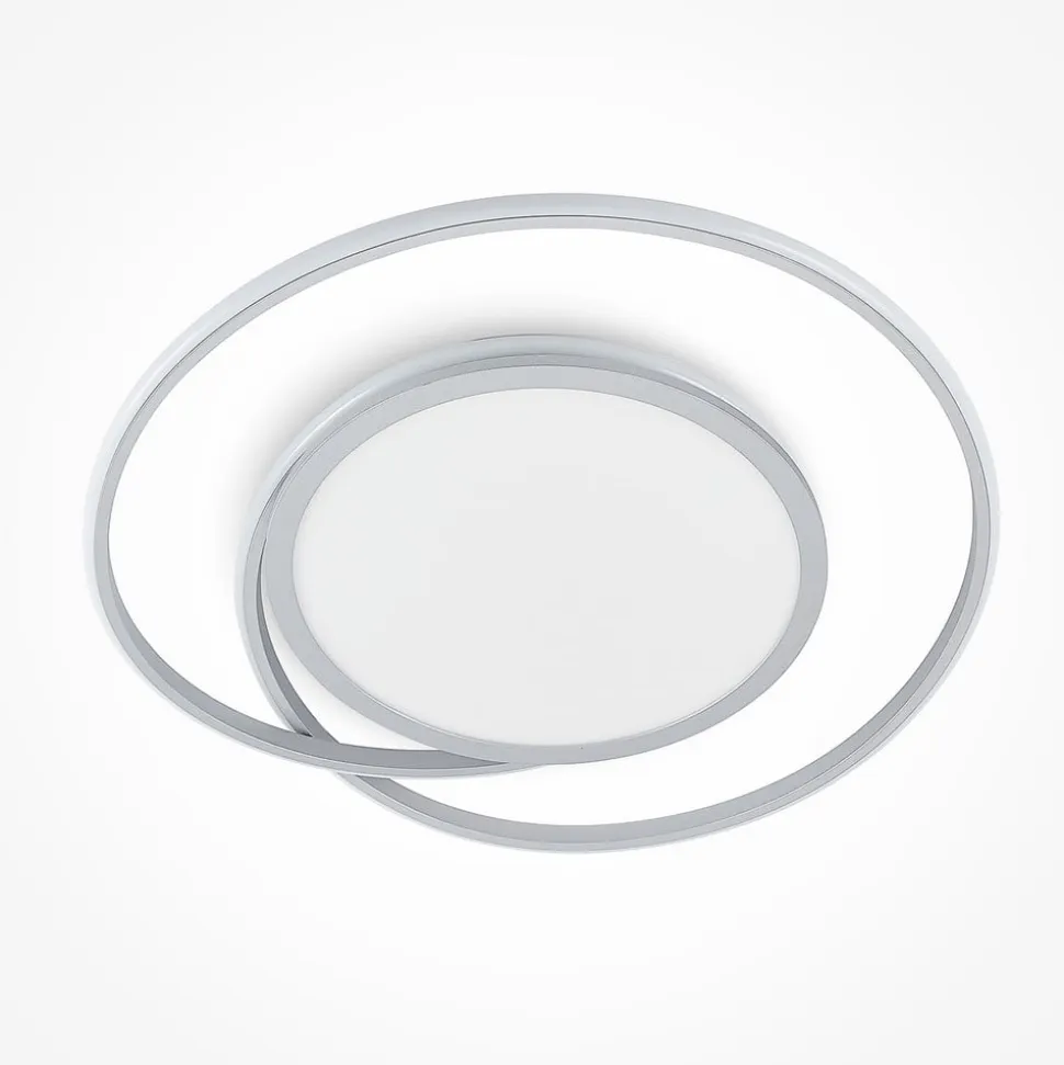 Lucande LED-loftlampe Noud, 65 cm, sølv, metal, CCT