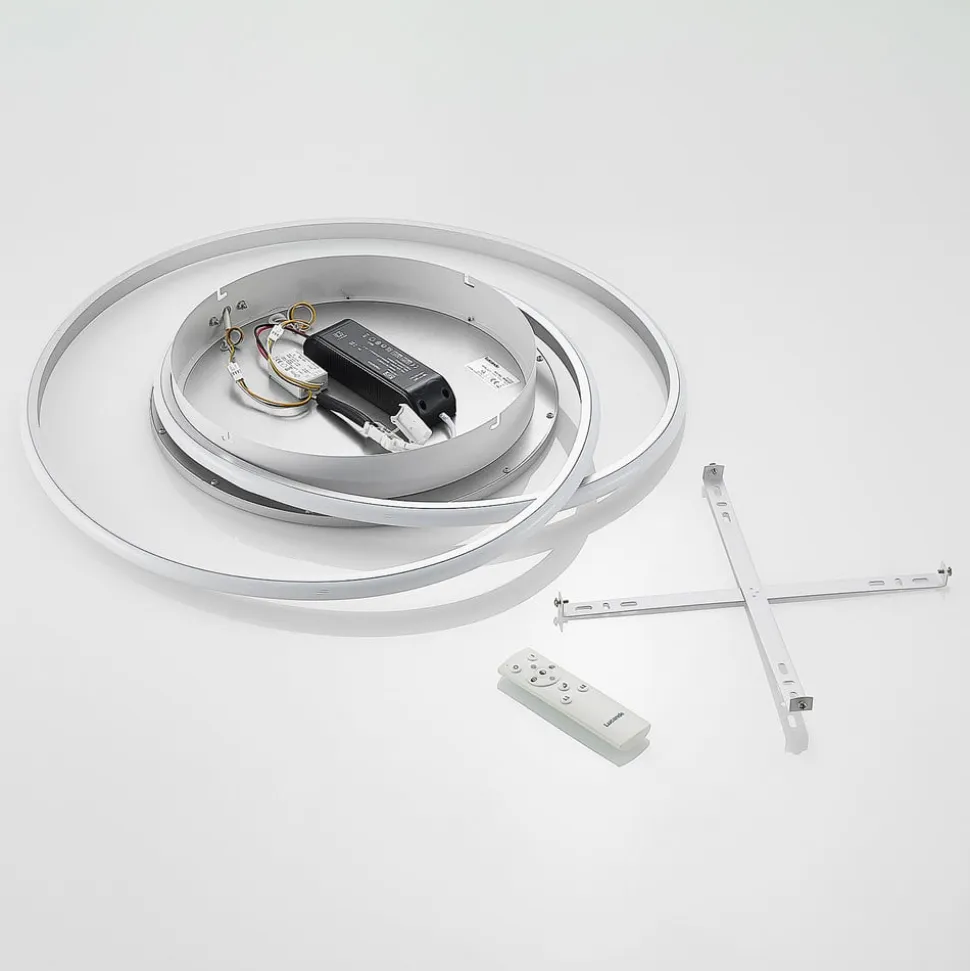 Lucande LED-loftlampe Noud, 65 cm, sølv, metal, CCT