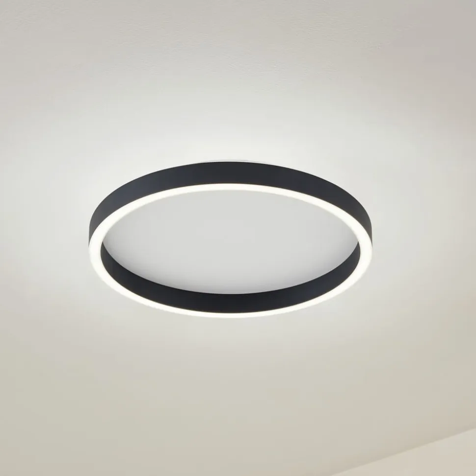 Lucande LED-loftlampe Rotundo, Ø 40 cm, sort, dæmpbar