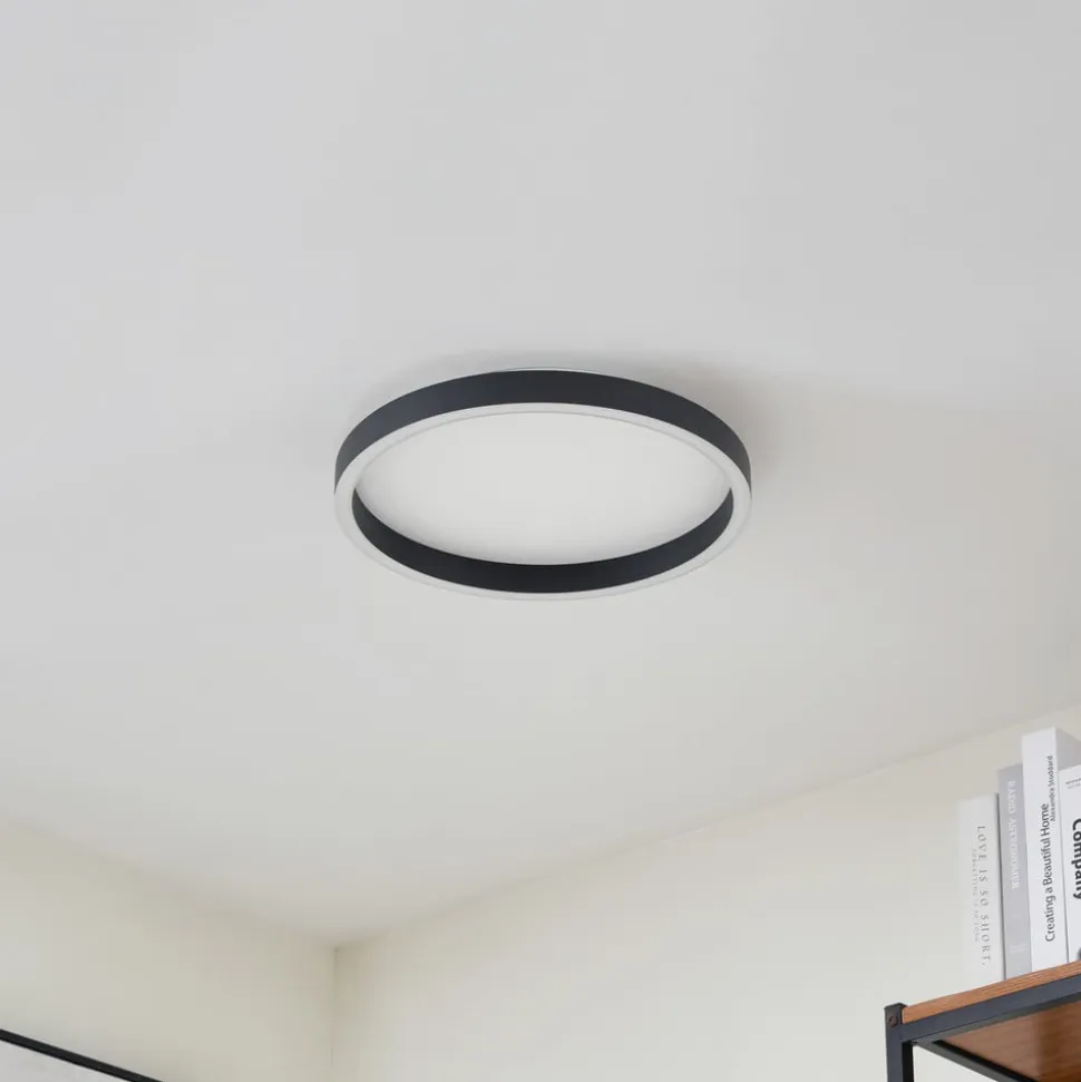 Lucande LED-loftlampe Rotundo, Ø 40 cm, sort, dæmpbar