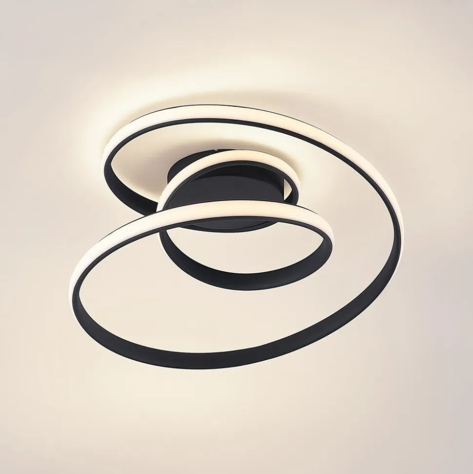 Lucande LED-loftlampe Sakina, sort, metal, Ø 48 cm