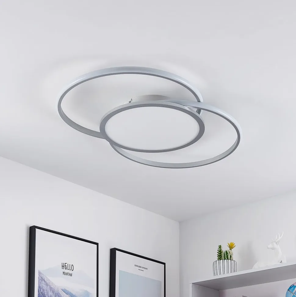 Lucande LED-loftlampe Senne, CCT, sølv, metal