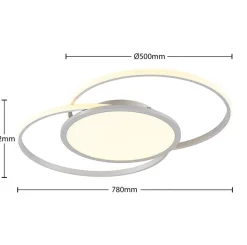 Lucande LED-loftlampe Senne, CCT, sølv, metal