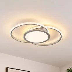 Lucande LED-loftlampe Senne, 63 cm, sølv, aluminium