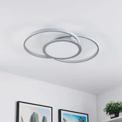 Lucande LED-loftlampe Senne, 63 cm, sølv, aluminium