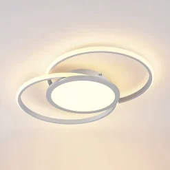 Lucande LED-loftlampe Senne, 63 cm, sølv, aluminium