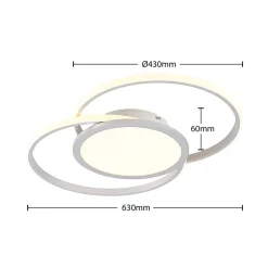 Lucande LED-loftlampe Senne, 63 cm, sølv, aluminium
