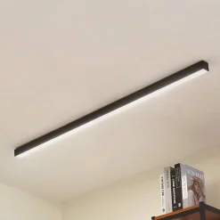 Lucande LED-loftlampe Teniona, 132 cm, sort, aluminium