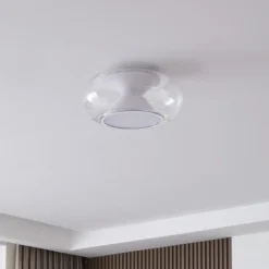 Lucande LED-loftslampe Orasa, glas, hvid/klar, Ø 43 cm