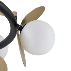 Lucande LED-loftslampe Pallo, 9-lys, sort/guld, glas
