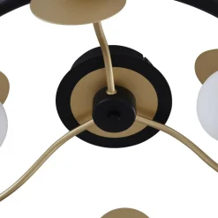 Lucande LED-loftslampe Pallo, 9-lys, sort/guld, glas