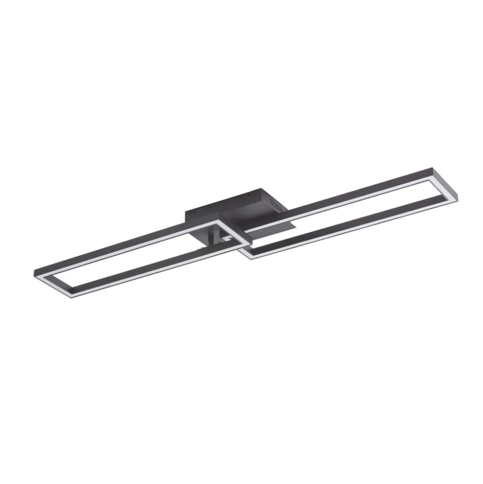 Lucande LED-loftslampe Tjado, 100 cm lang, sort, metal