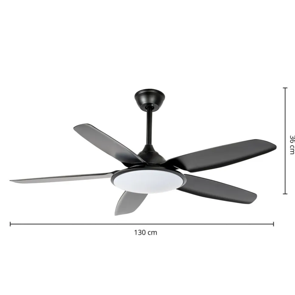 Lucande LED-loftventilator Divian, sort, DC, støjsvag, CCT